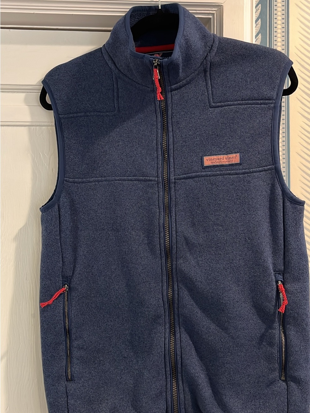 Vineyard Vines Navy Vest with Red Trim